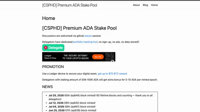 CSPHD · Premium ADA Stake Pool